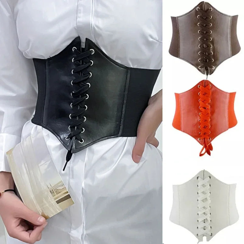 Elastyczny szeroki pas gorsetowy ekoskóra – damski, do codziennych stylizacji — Pasy i gorsety — EldoradoShop