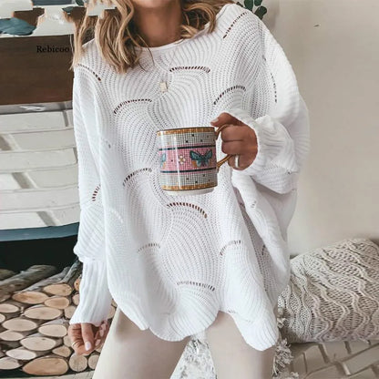 Ażurowy sweter oversize – kobiecy, jesienny — Swetry — EldoradoShop