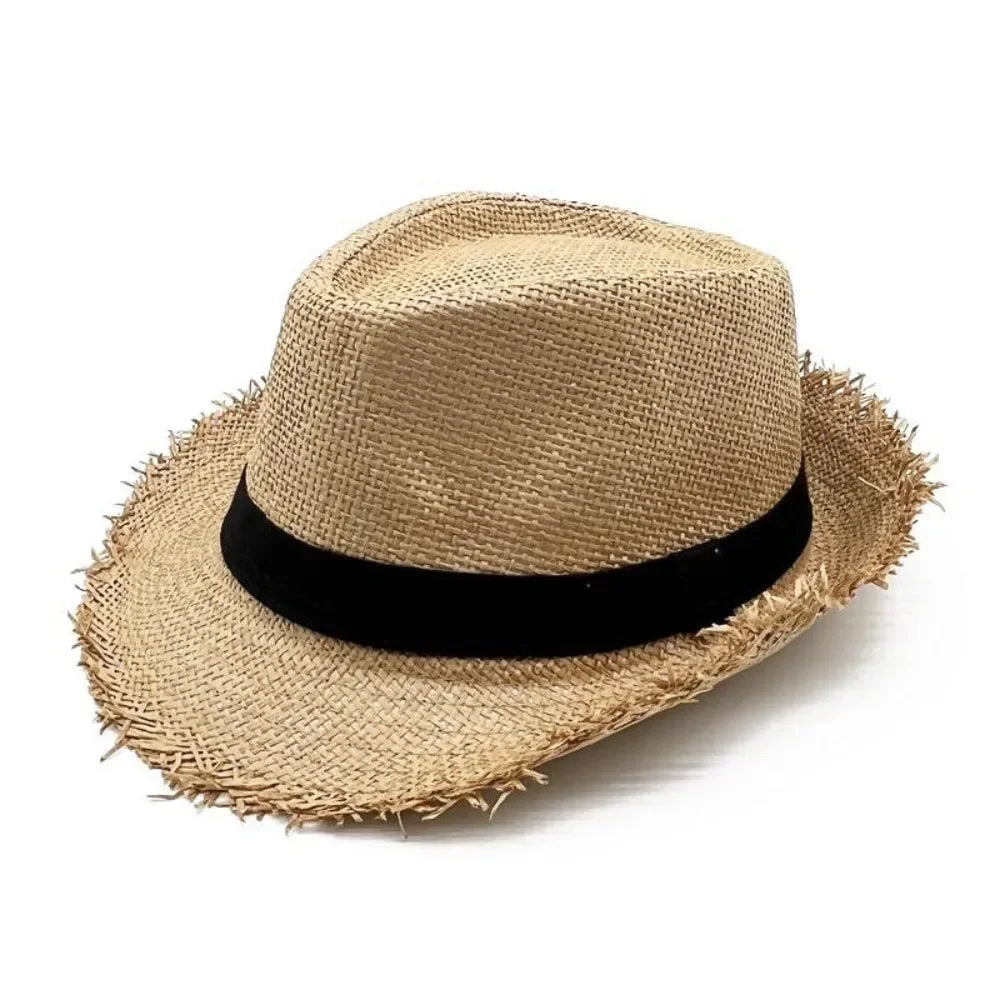 Słomkowy kapelusz kowbojski – unisex, szerokie rondo, UV — Nakrycia głowy — EldoradoShop