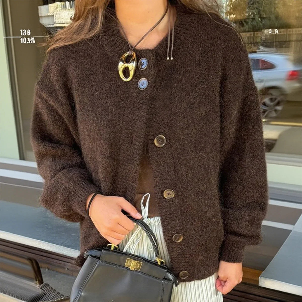 Kardigan jednorzędowy – jesienny, kobiecy — Swetry — EldoradoShop