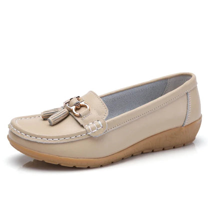 Damskie mokasyny slip-on – baleriny, casual, wygodne, płaskie — czarna — Obuwie — EldoradoShop