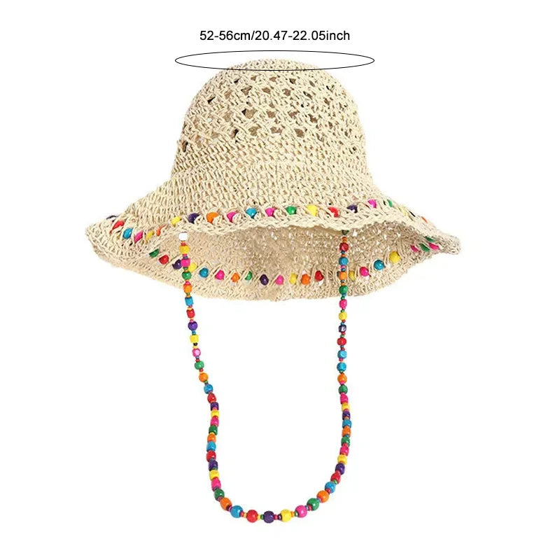 Letni kapelusz słomkowy damski – szerokie rondo, panama, kolorowy — Nakrycia głowy — EldoradoShop