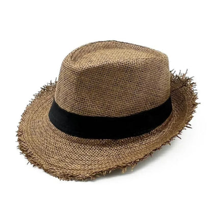 Słomkowy kapelusz kowbojski – unisex, szerokie rondo, UV