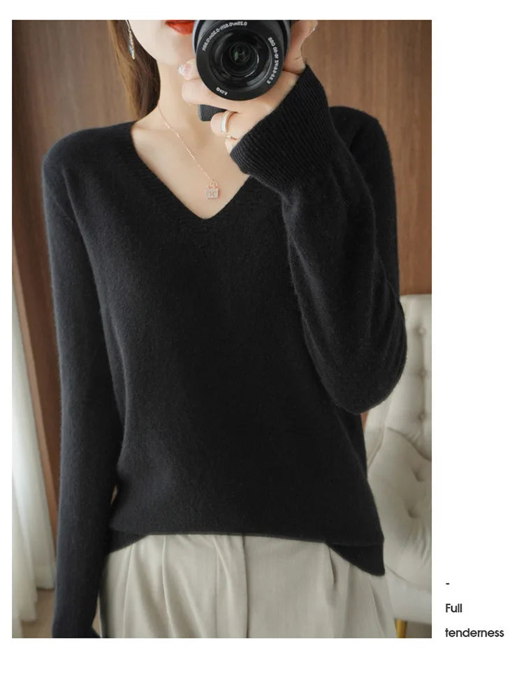 Sweter V-neck slim fit – kobiecy, 2026