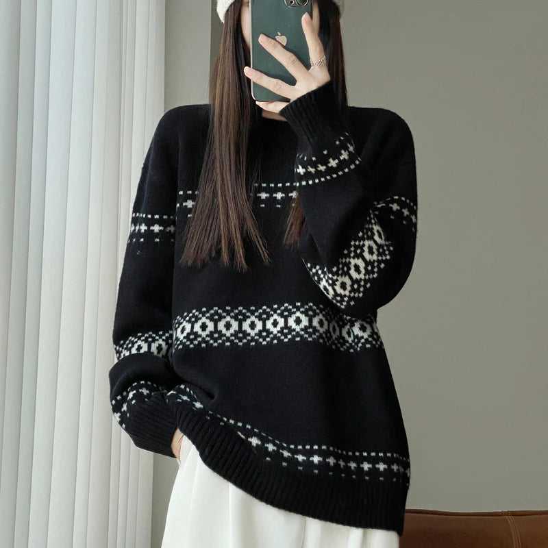 Wełniany sweter oversize – 100% wełna, ciepły — Swetry — EldoradoShop