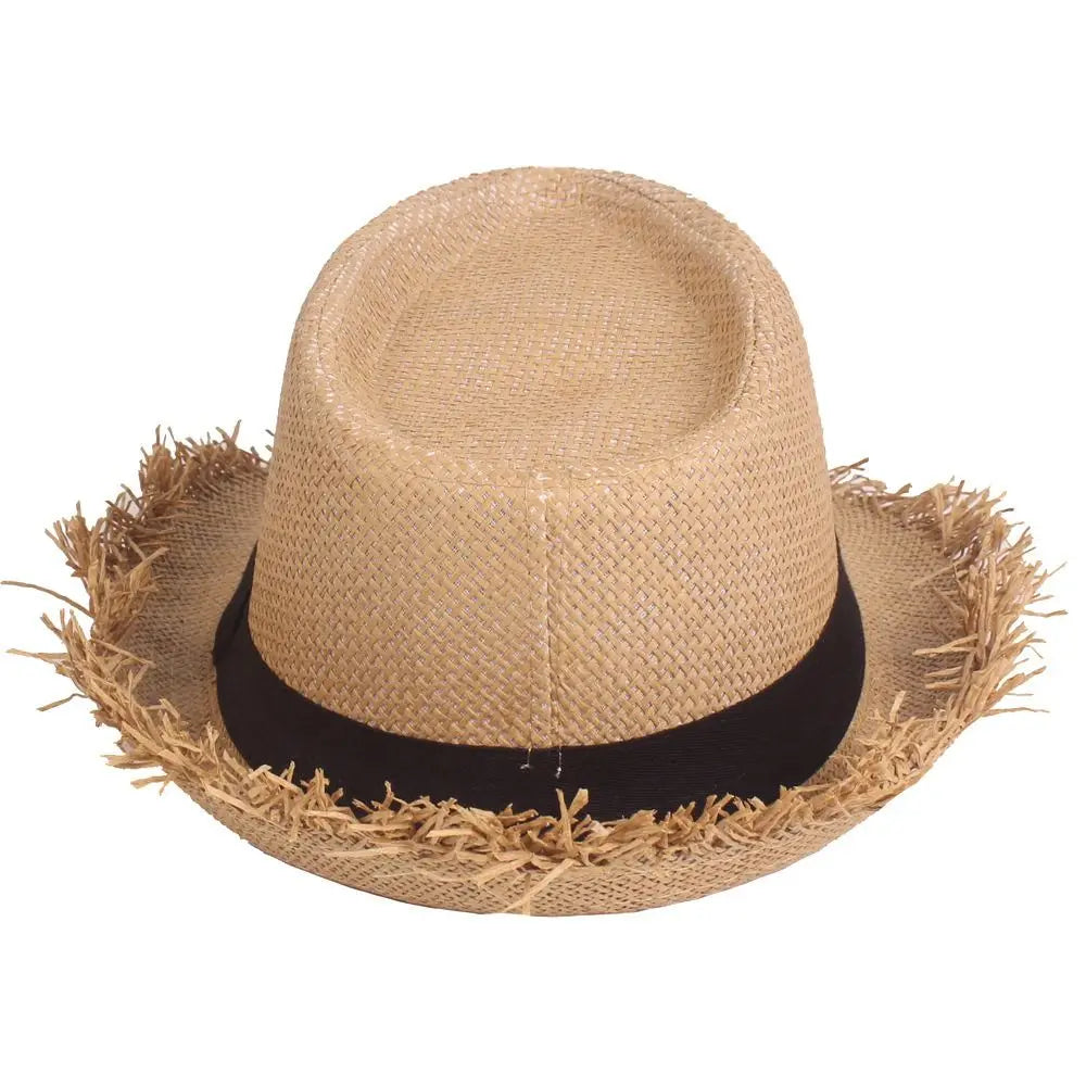 Słomkowy kapelusz kowbojski – unisex, szerokie rondo, UV — Nakrycia głowy — EldoradoShop