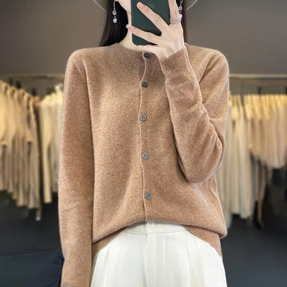 Kardigan merino 100% – zapinany, kobiecy, podstawowy