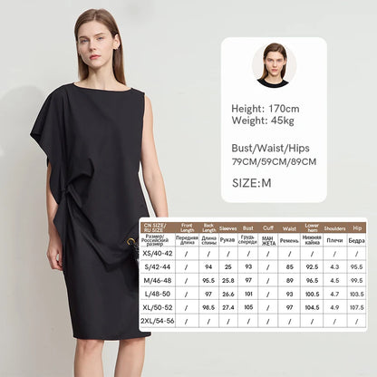 Minimalistyczna sukienka H-line – krótki rękaw, 2026 — Sukienka — EldoradoShop