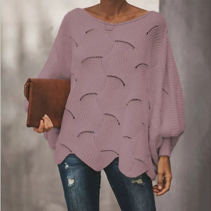 Ażurowy sweter oversize – kobiecy, jesienny