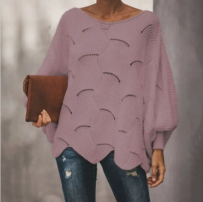 Ażurowy sweter oversize – kobiecy, jesienny