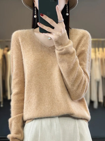 Kaszmirowy sweter merino V-neck – luksusowy