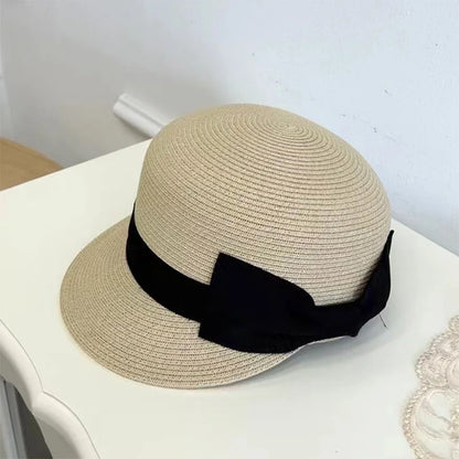 Elegancki słomkowy kapelusz damski – kokarda, oddychający, letni — Nakrycia głowy — EldoradoShop