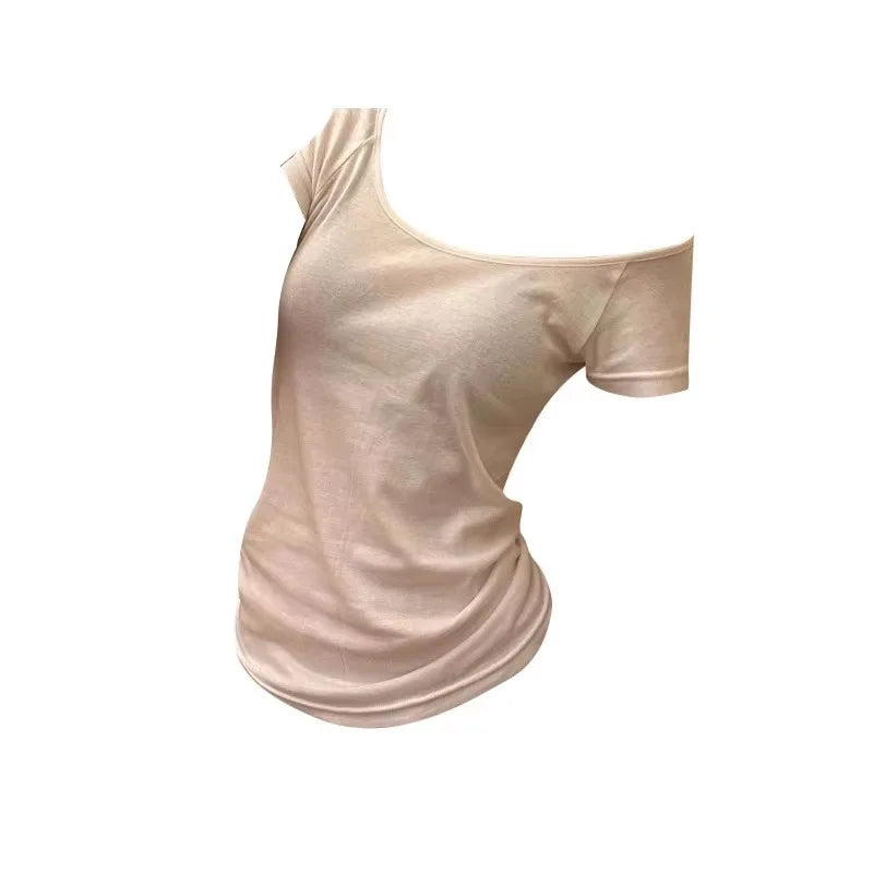 Minimalistyczny T-shirt damski – koreański styl, solid — Koszule — EldoradoShop