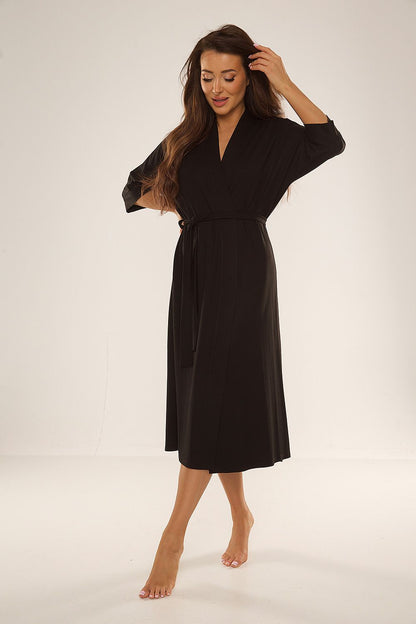  Szlafrok Damski Model Visa 942 Black - De Lafense 