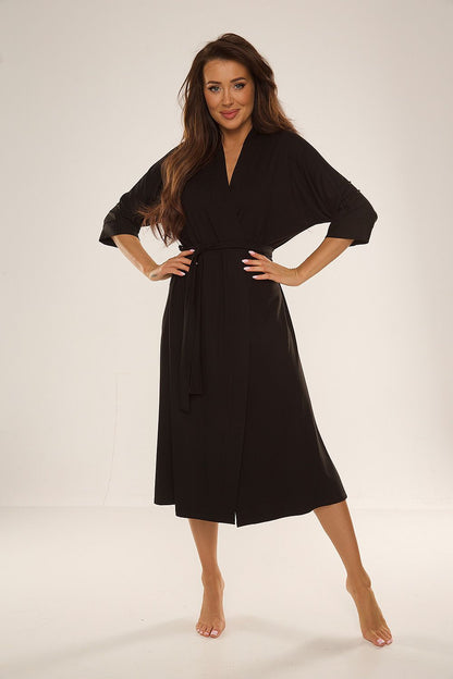  Szlafrok Damski Model Visa 942 Black - De Lafense 