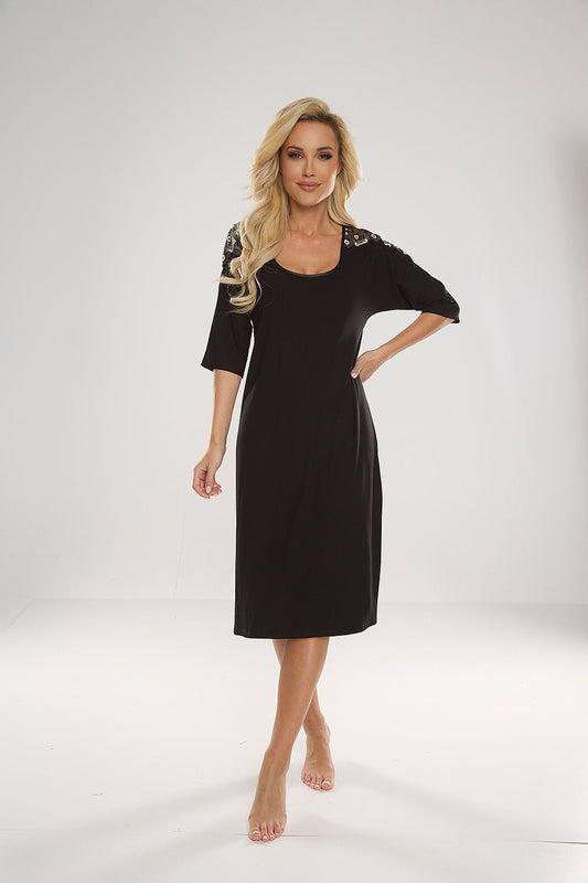  Koszulka nocna Koszula Nocna Model Ramona 616 Black - De Lafense 