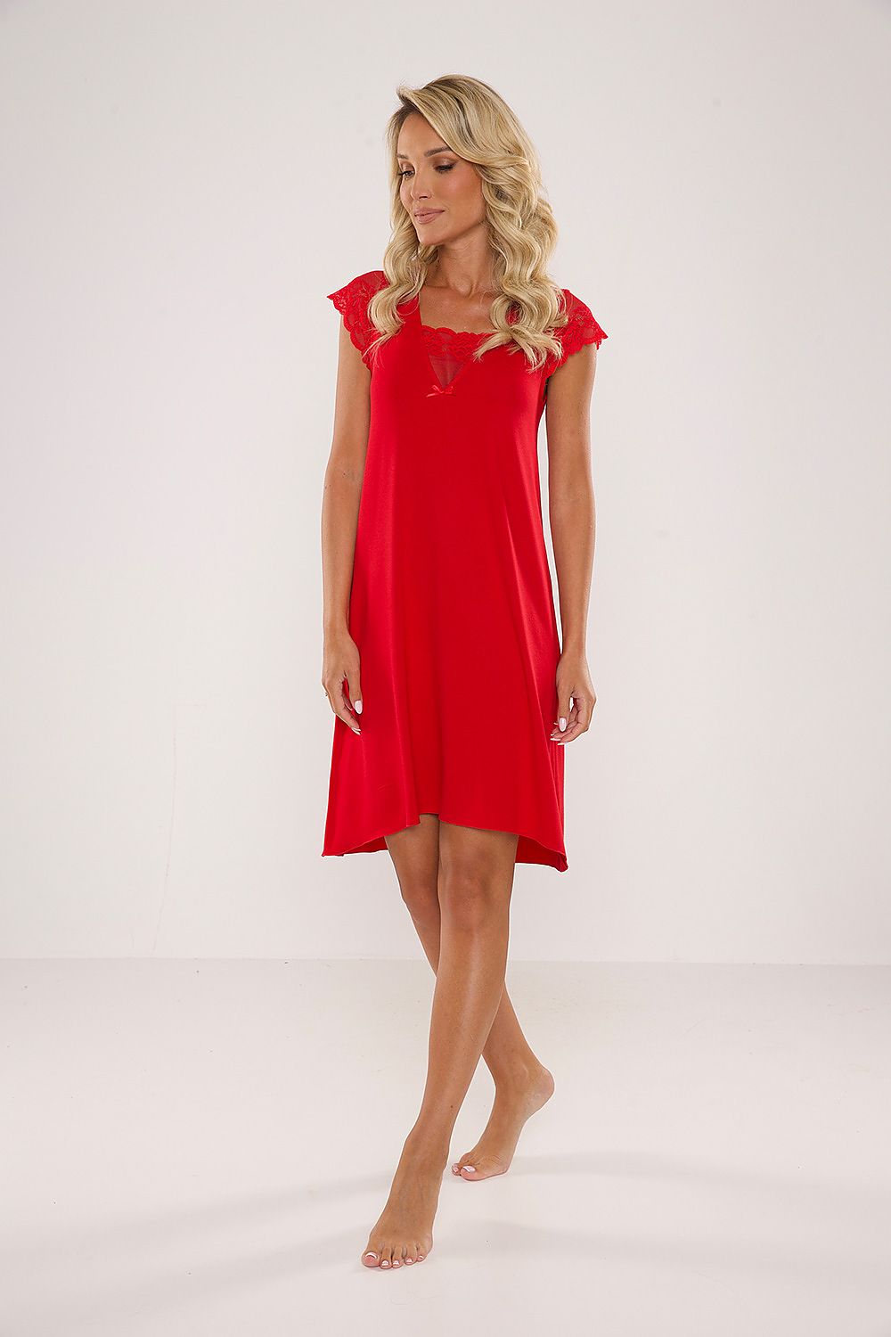 Koszulka nocna Koszula Nocna Model Fanny 340 Red - De Lafense 
