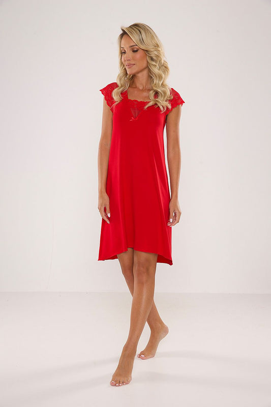  Koszulka nocna Koszula Nocna Model Fanny 340 Red - De Lafense 