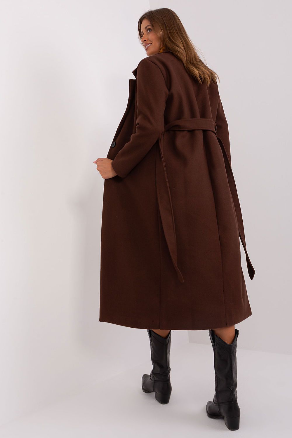  Płaszcz Damski Model TW-PL-BI-5312-1.31 Dark Brown - Och Bella 
