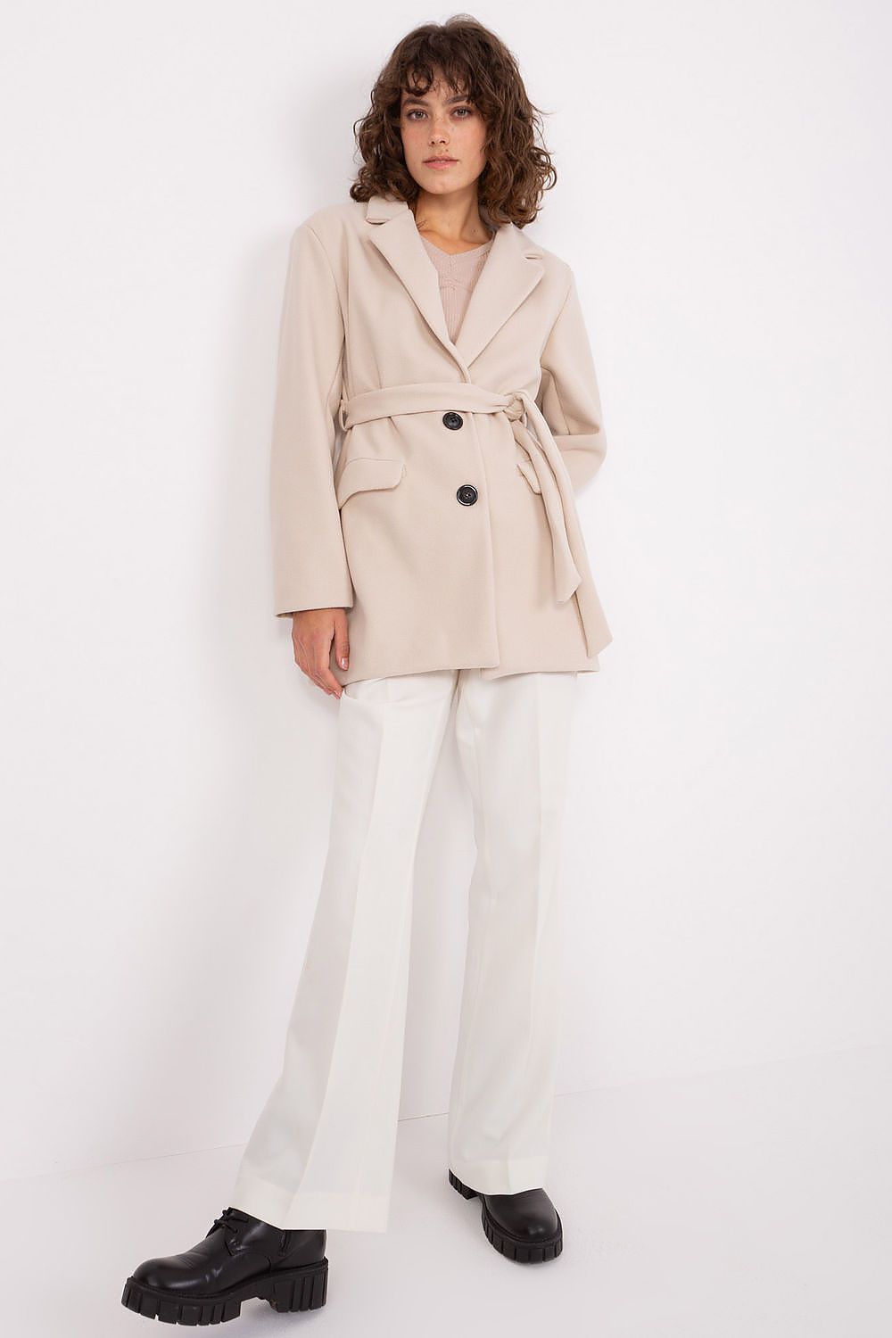   Płaszcz Damski Model TW-PL-BI-2022320.01X Light Beige - Och Bella 