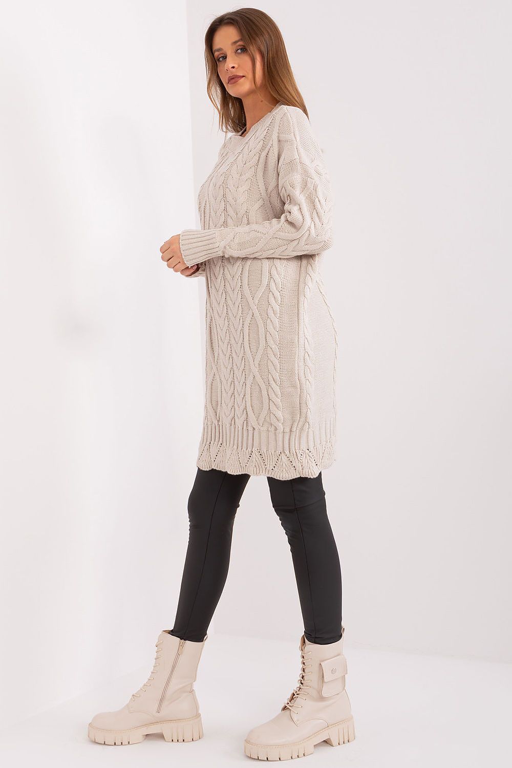  Sukienka Model LC-SK-8012-2.25P Light Beige - Rue Paris 