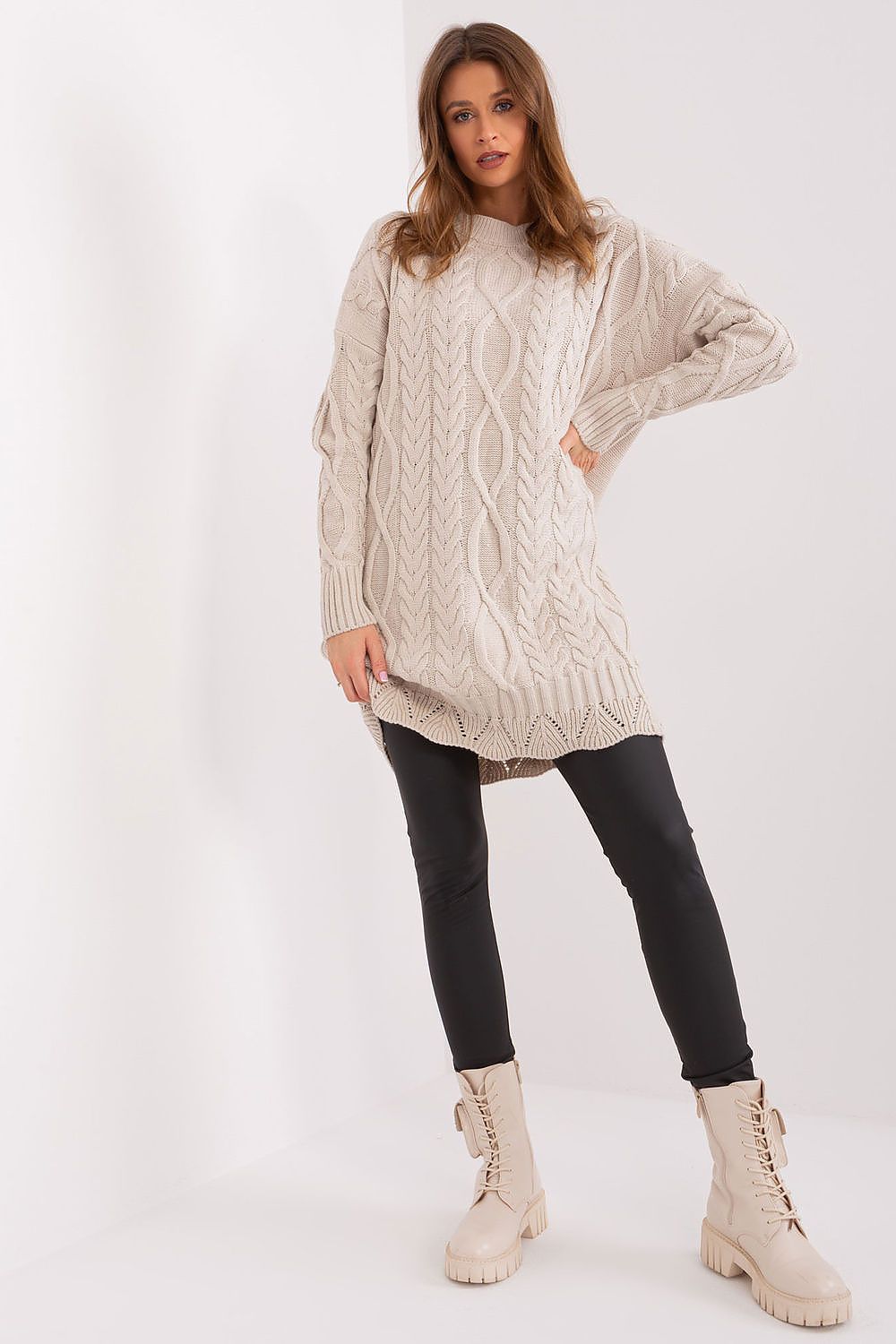  Sukienka Model LC-SK-8012-2.25P Light Beige - Rue Paris 