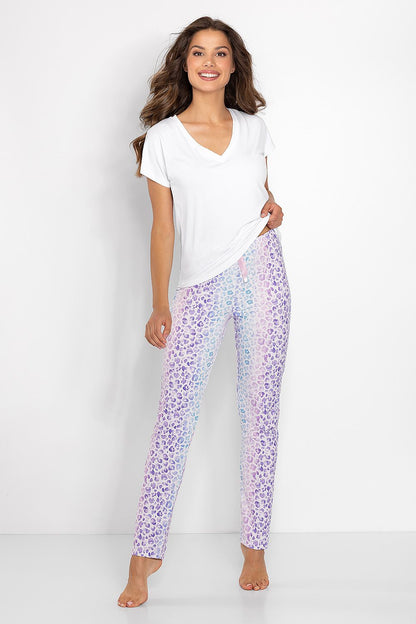  Piżama Damska Model Coco 223809 White/Lila - Momenti Per Me 
