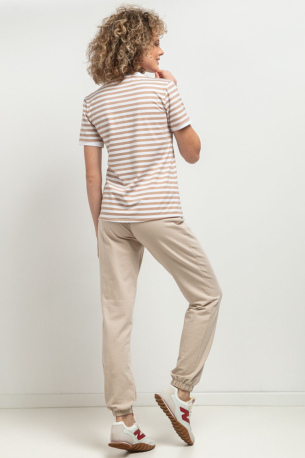   Bluzka Model T394/12 White/Beige Paski - Tessita 