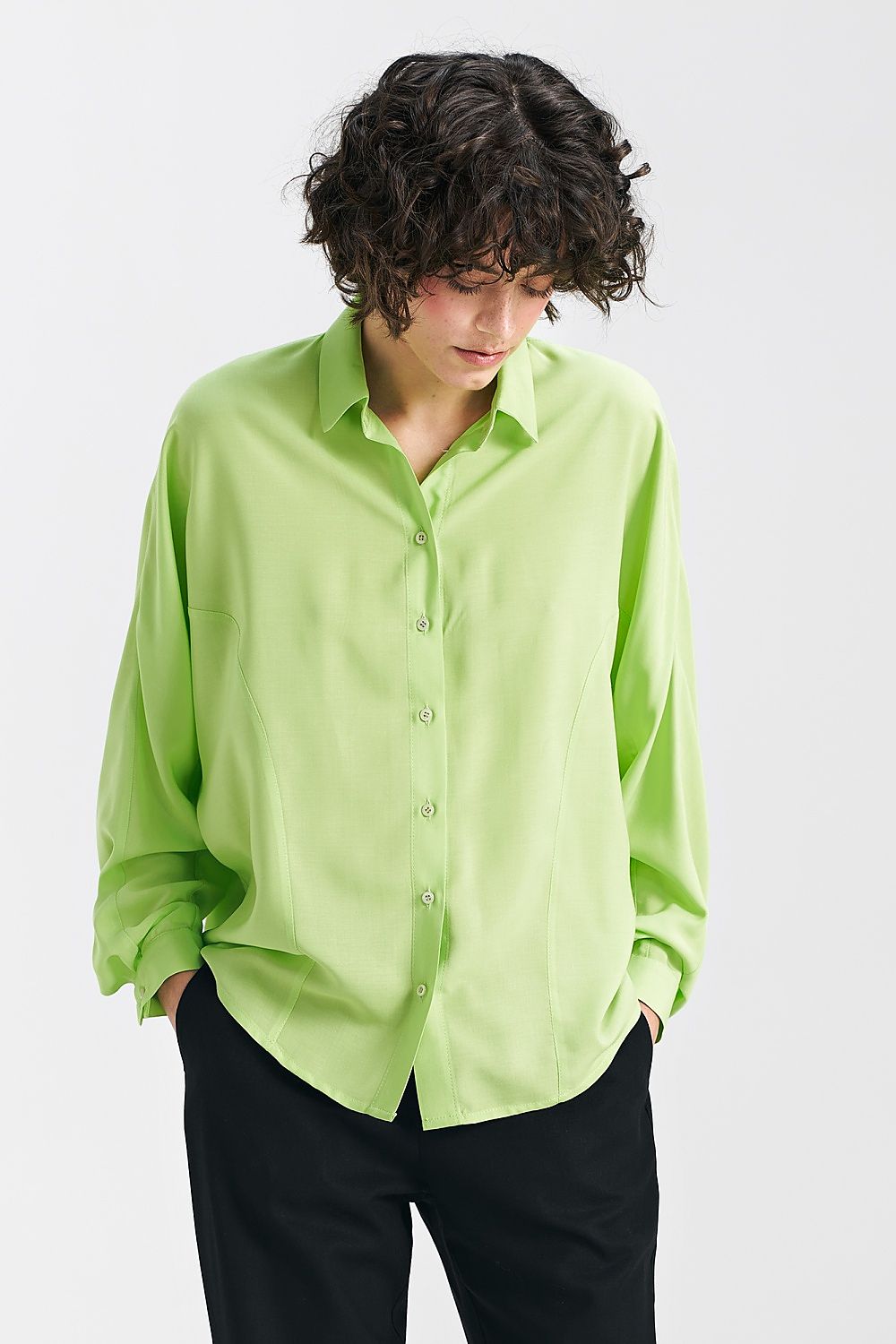   Bluzka oversize fason nietoperz B158 Limonka - Nife 