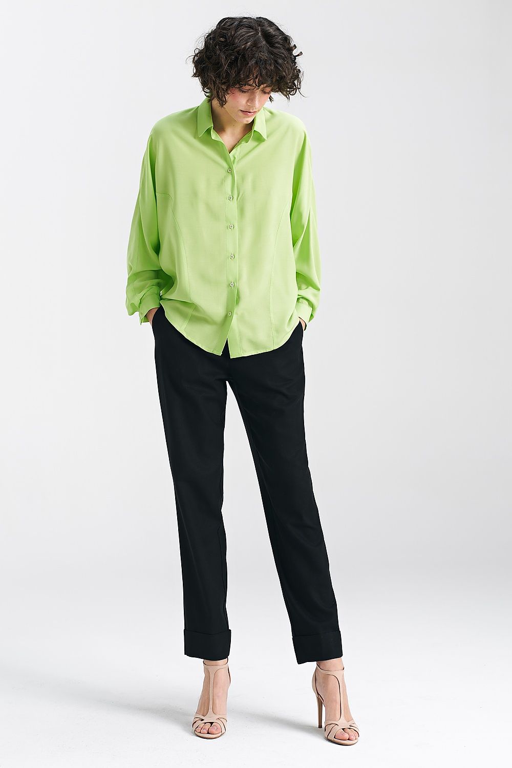   Bluzka oversize fason nietoperz B158 Limonka - Nife 