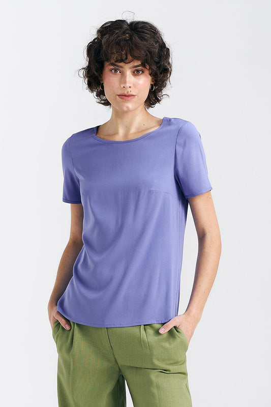   Bluzka basic z krótkim rękawem B160 Violet - Nife 