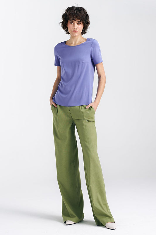   Bluzka basic z krótkim rękawem B160 Violet - Nife 