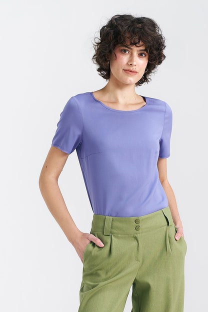   Bluzka basic z krótkim rękawem B160 Violet - Nife 