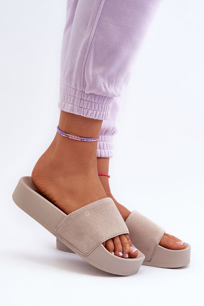  Sandał Klapki Model Big Star NN274A671 Beige - Step in style 