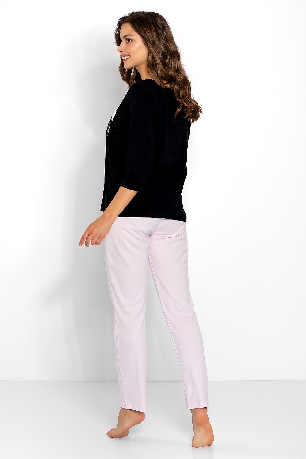  Piżama Damska Model Ashley 223845 Black/Pink - Momenti Per Me 