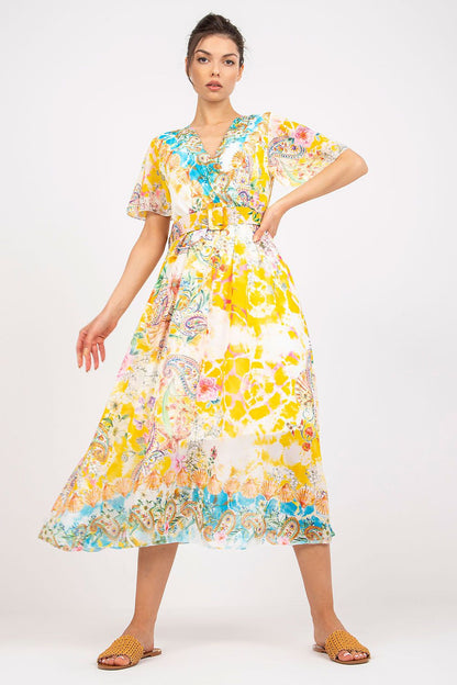  Sukienka Model DHJ-SK-15967-1.01P White/Yellow - Italy Moda 