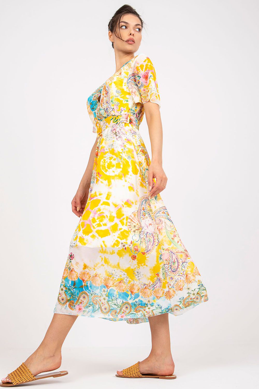  Sukienka Model DHJ-SK-15967-1.01P White/Yellow - Italy Moda 