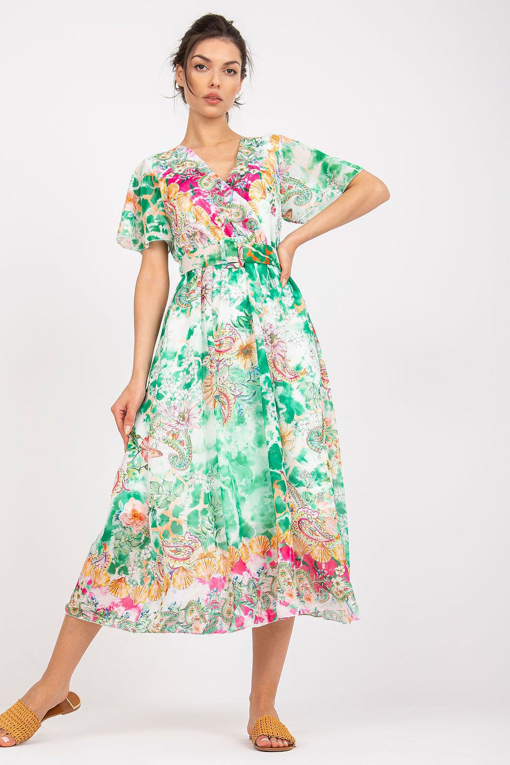  Sukienka Model DHJ-SK-15967-1.01P White/Green - Italy Moda 
