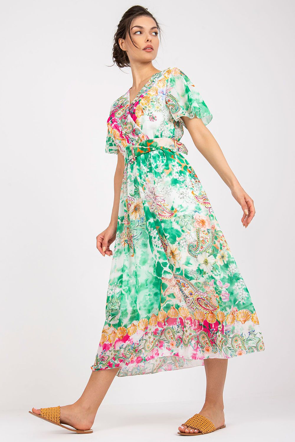  Sukienka Model DHJ-SK-15967-1.01P White/Green - Italy Moda 