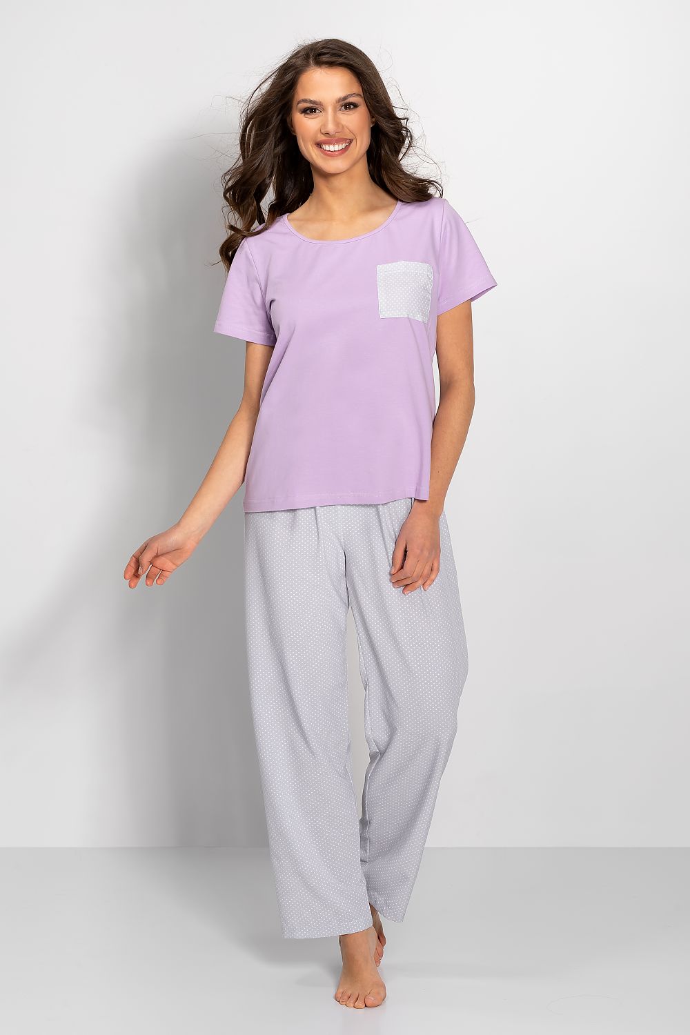  Piżama Damska Model Caroline 223854 Lila/Grey - Momenti Per Me 