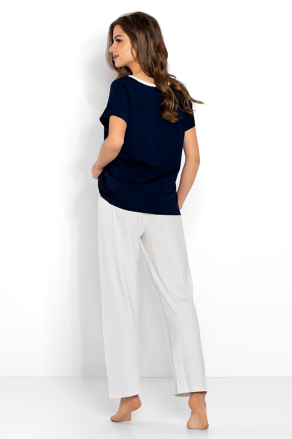  Piżama Damska Model Cindy 223554 Navy/Ecru - Momenti Per Me 