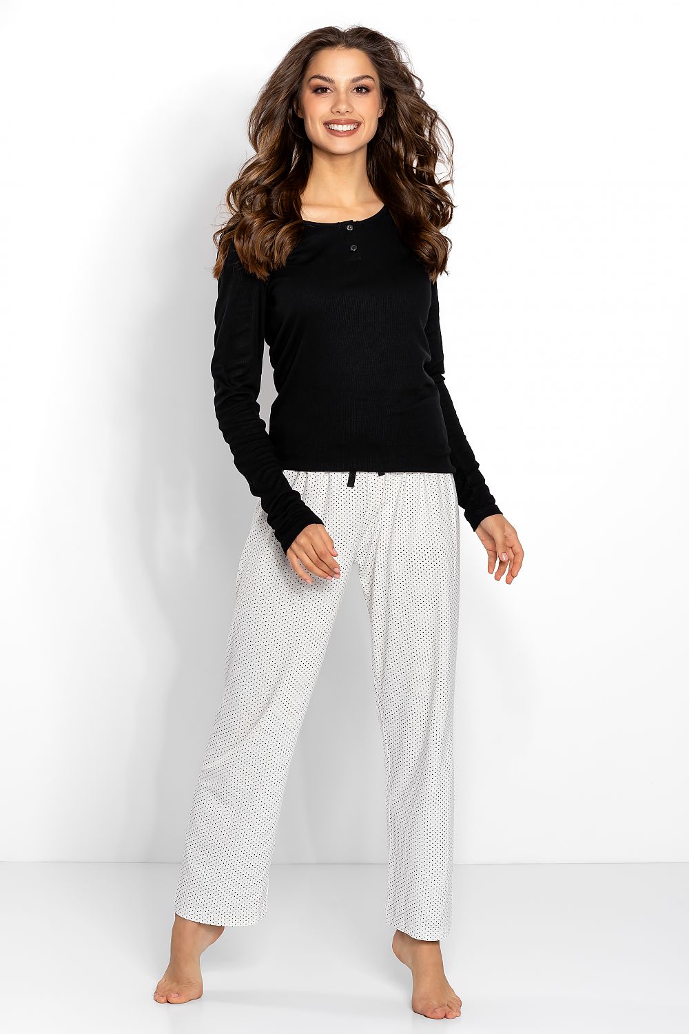  Piżama Damska Model Naomi 223401 Black/Ecru - Momenti Per Me 