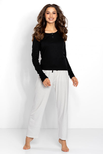  Piżama Damska Model Naomi 223401 Black/Ecru - Momenti Per Me 