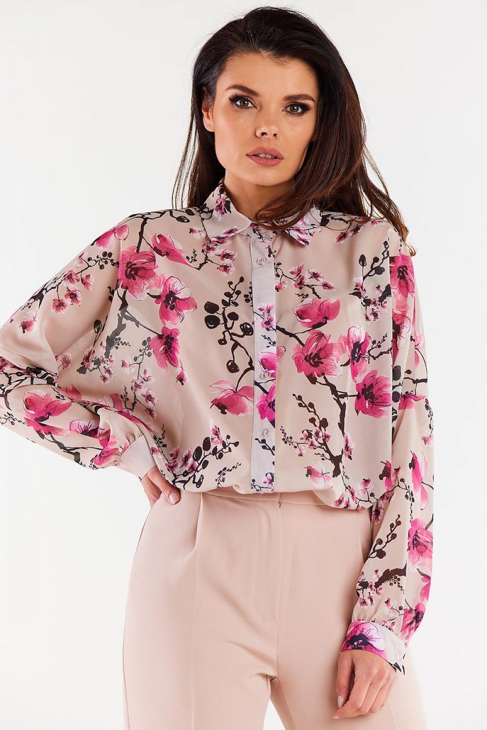   Koszula Damska Model A513 Cherry Flowers - awama 