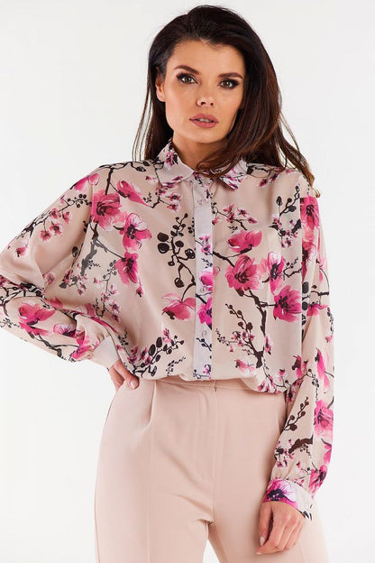   Koszula Damska Model A513 Cherry Flowers - awama 