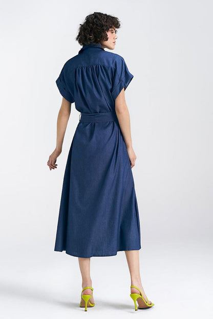  Sukienka jeansowa, luźna S242 Denim - Nife 