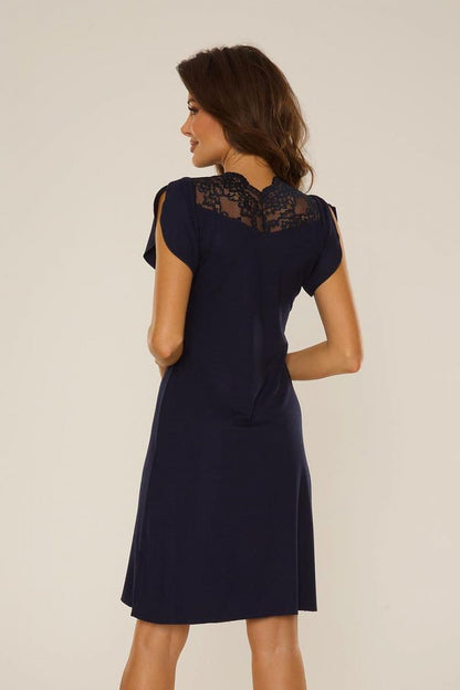  Koszulka nocna Koszula Nocna Model Lilian 754 Navy - De Lafense 