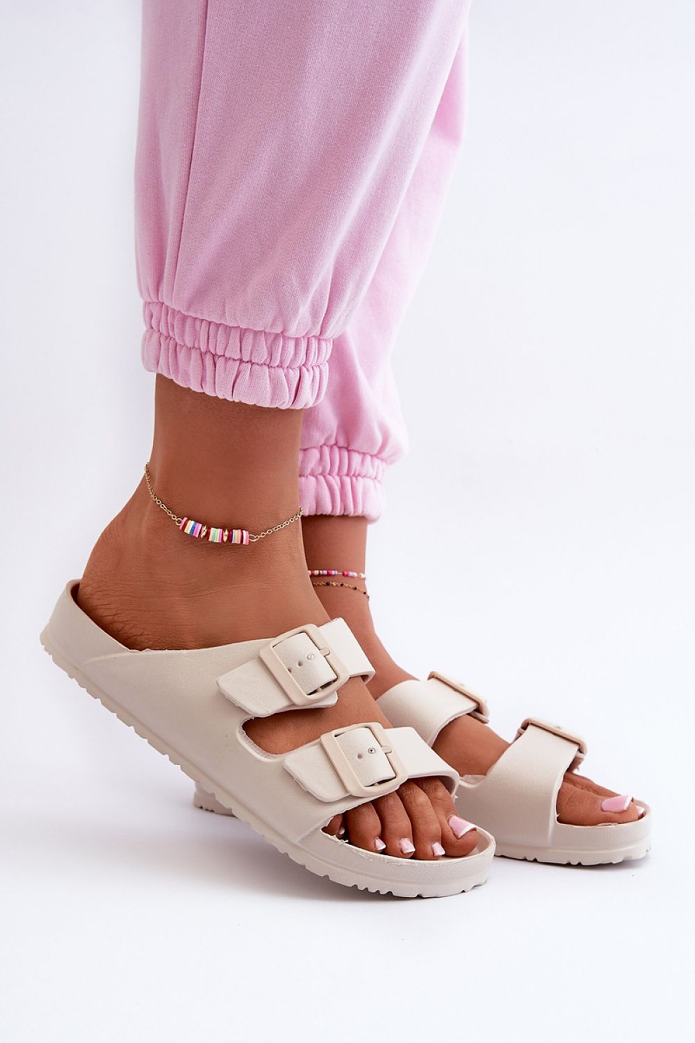  Sandał Klapki Model Luciene 24SD97-7738 Beige - Step in style 