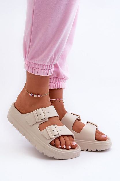  Sandał Klapki Model Melorea 24SD97-5610 Beige - Step in style 