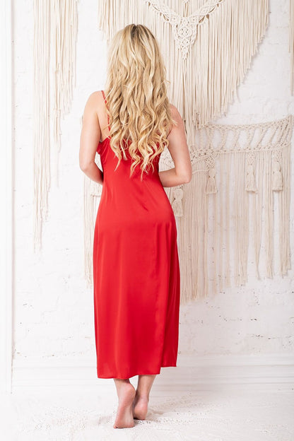  Koszulka nocna Koszula Nocna Model Sanda satyna Red - Kalimo 